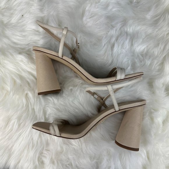 Sam Edelman Kit Block Heel Sandals in Beige Leather - Picture 4 of 6